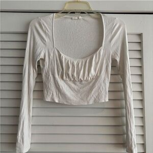 Luca + Grae White Long Sleeve Crop Top